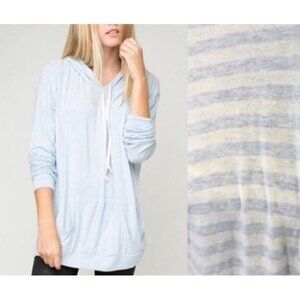 Brandy Melville Hoodie Womens One Size Blue White Stripped Layla Everyday Lounge
